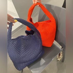 Vegan leather woven intrecciato hobo bag
